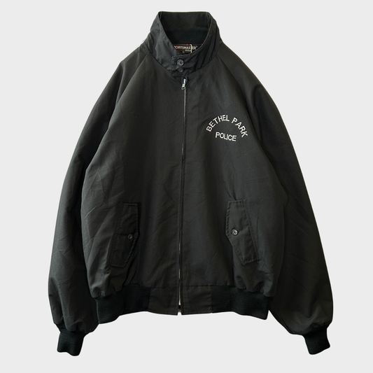 80's  SPORTSMASTER  BETHEL PARK POLICE ハリントンジャケット スウィングトップ 黒 XL /A8127J-SO