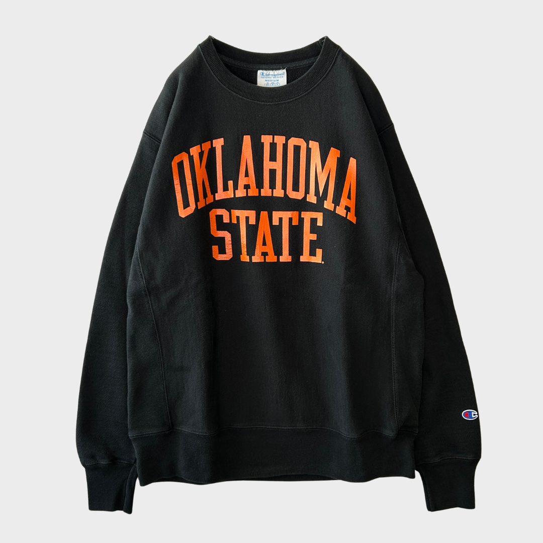 Champion Reverse weave リバースウィーブ US企画 "OKLAHOMA STATE" カレッジスウェット 黒 (M)/B3514S-SO