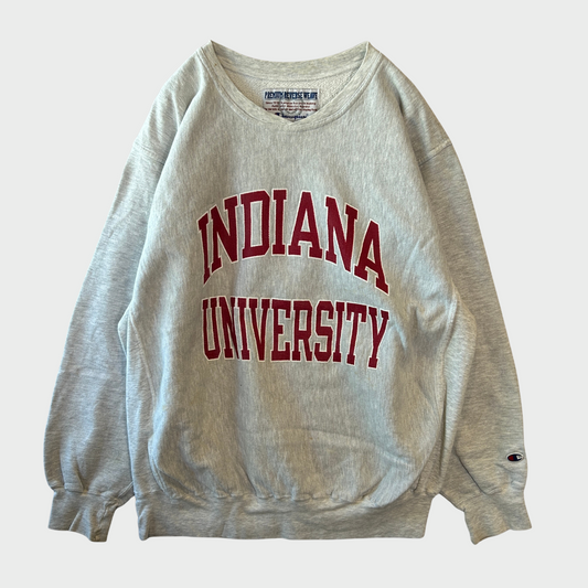 00's Champion "Indiana University" リバースウィーブ カレッジスウェット 白 (XL)/A2143S-SO