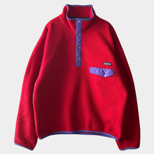 80's ~ Patagonia パタゴニア スナップT フリース プルオーバー レッド パープル (M)/C0096F-SO