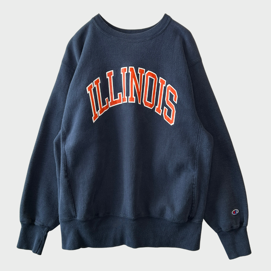 90's Champion Reverse Weave Illinois リバースウィーブ カレッジスウェット 紺 (L)/C0261S-SO