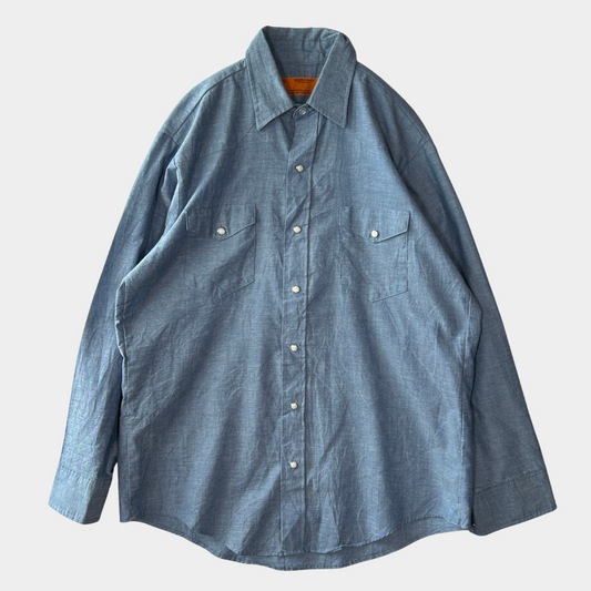 80's~ RED KAP ”DURABLE PRESS” ウエスタンシャツ ライトブルー (L)/B2953SH-SO
