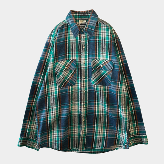 90's Five Brother ファイブブラザー ヘビーネルシャツ USA製 緑青(L-TALL)/B2848SH-SO