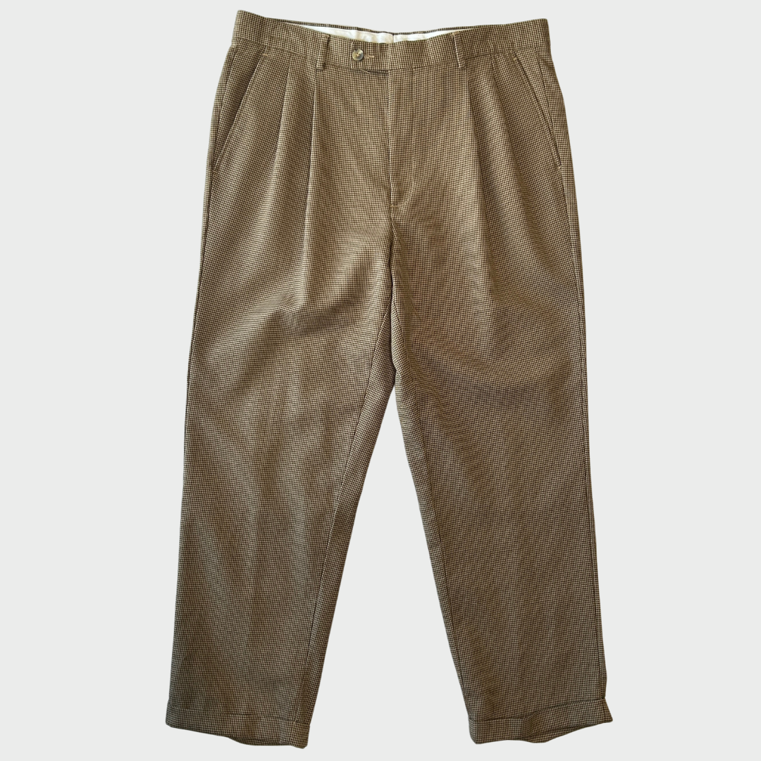 00's GRANT THOMAS 千鳥格子柄 2タック ウールスラックス ベージュ (W36/L30) /B3454P-SO