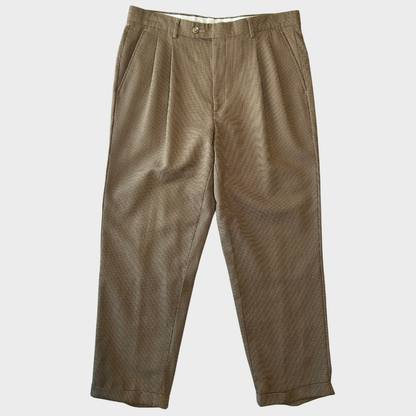 00's GRANT THOMAS 千鳥格子柄 2タック ウールスラックス ベージュ (W36/L30) /B3454P-SO