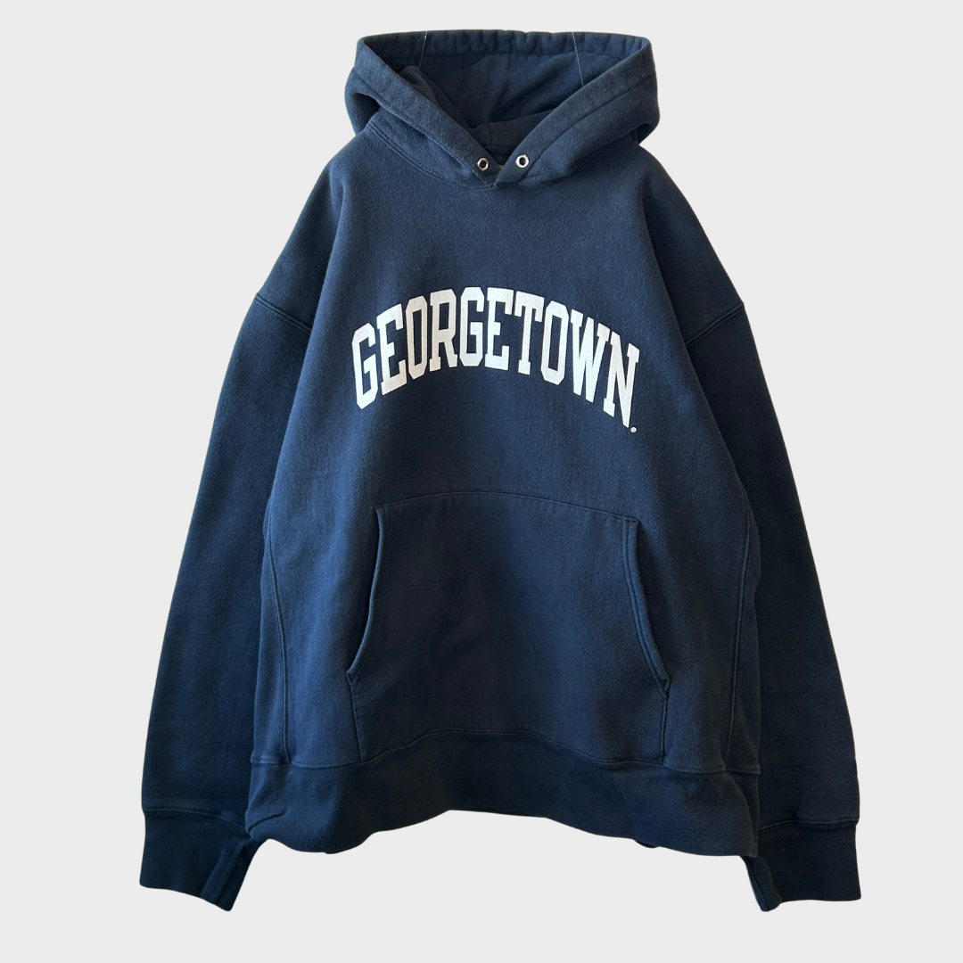 00's Campion Reverse Weave リバースウィーブ GEORGETOWN カレッジ フーディー ネイビー(XL) /A8134S-SO