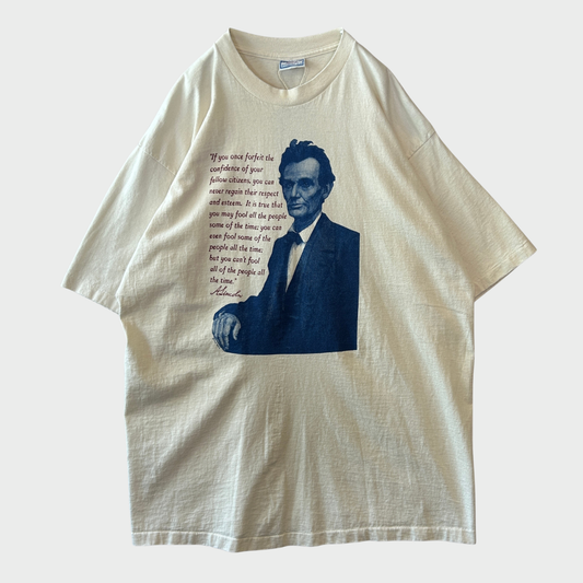 90's All Sport "Abraham Lincoln" リンカーン メッセージTシャツ 生成り(XL)/A6979T-SO