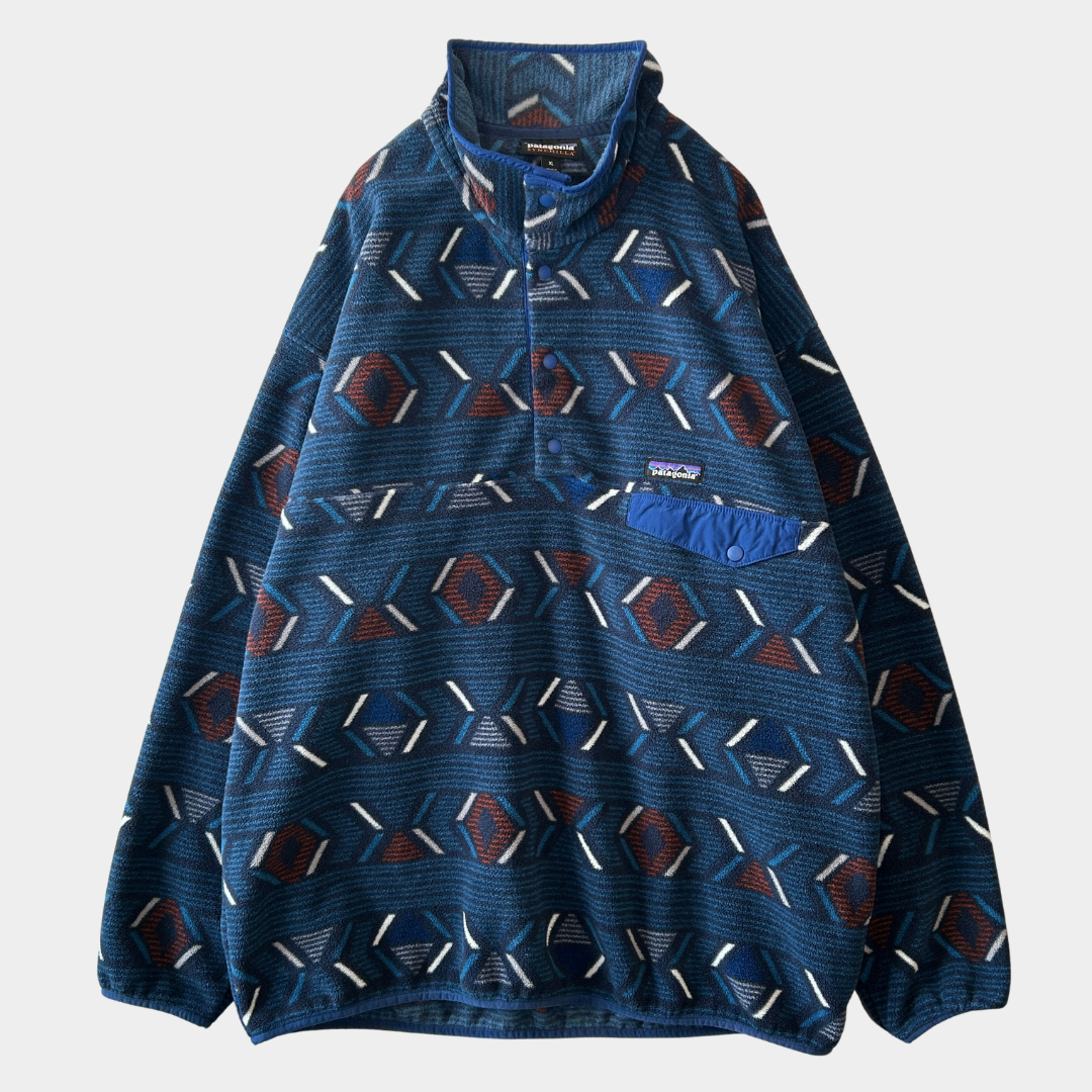 2017 Patagonia パタゴニア スナップT フリースプルオーバー ネイティブ柄 ネイビー(XL)/C0216F-SO