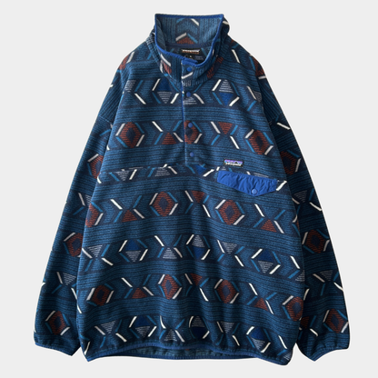 2017 Patagonia パタゴニア スナップT フリースプルオーバー ネイティブ柄 ネイビー(XL)/C0216F-SO