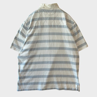 00's Polo by Ralph Lauren ラルフローレン ボーダー ラガーシャツ ライトブルー/ホワイト (L)/B4002S-SO