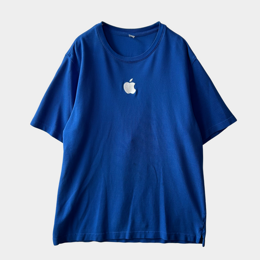 00's  Apple アップルロゴ刺繍 企業Tシャツ 鹿の子 青(L)/B2453T-SO