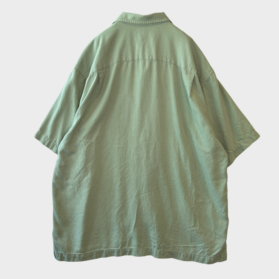 Tommy Bahama シルク オープンカラーシャツ ライトオリーブ (L)/B3680SH-SO