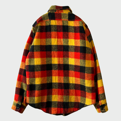 60's~70's Melton ウールチェックシャツ 赤黒黄 (サイズ不明)/A8978S-SO