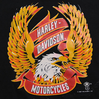 80's Jerzees HarleyDavidson イーグルTシャツ 黒(XL)/A4044T-S