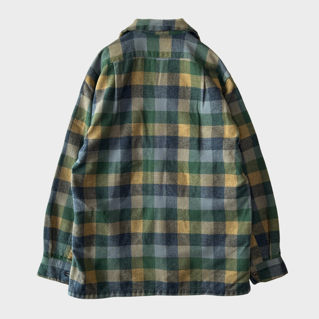 70's Pendleton ボードシャツ チェック 緑青灰 (S)/A8722S-SO