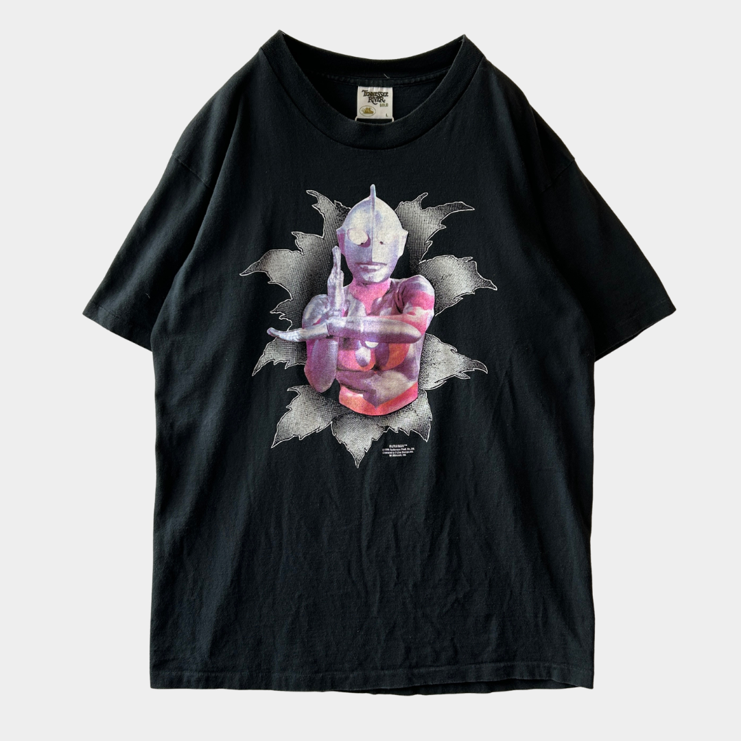 90's ULTRAMAN ウルトラマン キャラクターTシャツ 特撮 円谷プロ 黒Tennessee River(L)/C1114T-SO