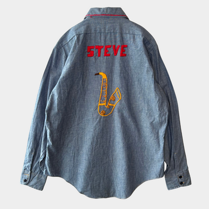 70's Lazy-H 刺繍入りシャンブレーシャツ (L)/A7117SH-SO