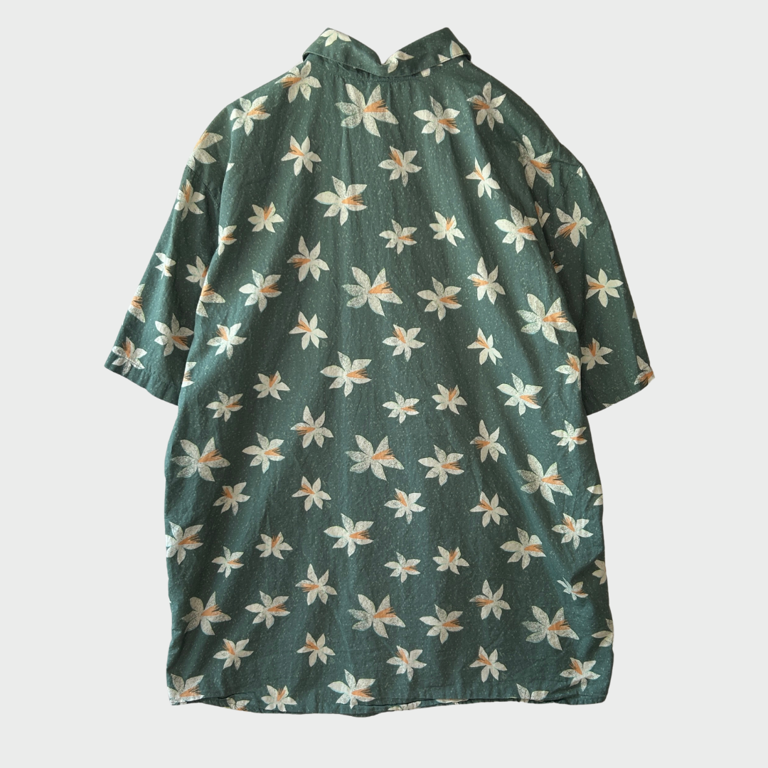 00's Volcom フローラル柄 レギュラーカラー半袖シャツ (XL)/B3060S-SO