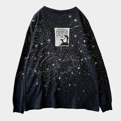 90's Disney FANTASIA 50th Anniversary  ロンT ディズニー Tシャツ ブラック(L)/B3570T-SO