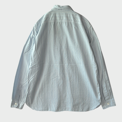 00's Ralph Lauren ラルフローレン ストライプシャツ チンスト 水色白青 (L)/A7962S-SO