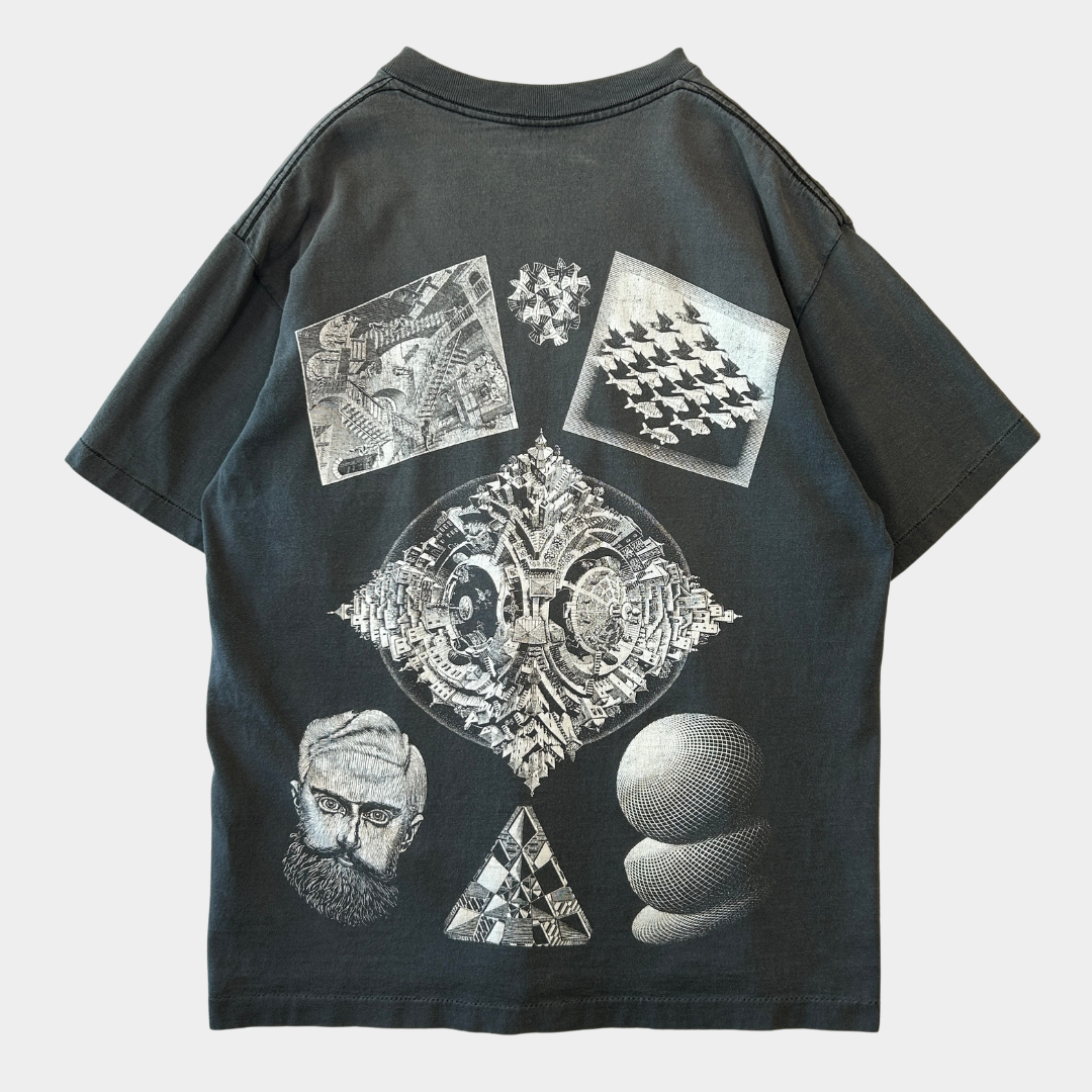 90's ANDAZIA M.C.Escher マウリッツ・エッシャー アートマルチプリントTシャツ (L)/C0891T-SO