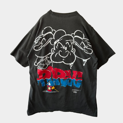 90's FREEZE ポパイ POPEYE キャラクターTシャツ 黒/A6757T-SO