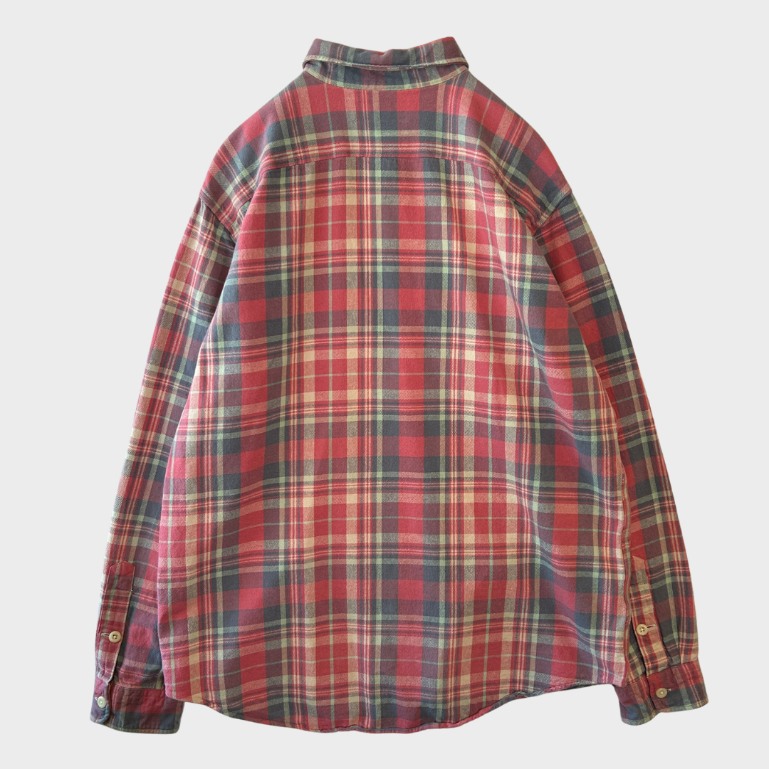 00's  Ralph Lauren  タータンチェック ネルシャツ 薄赤 XL /A8449SH-SO