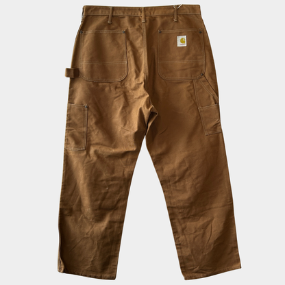 70's Carhartt カーハート ダブルニー ワークパンツ 股リベ ブラウン (実寸W37L29相当)/C1253P-SO