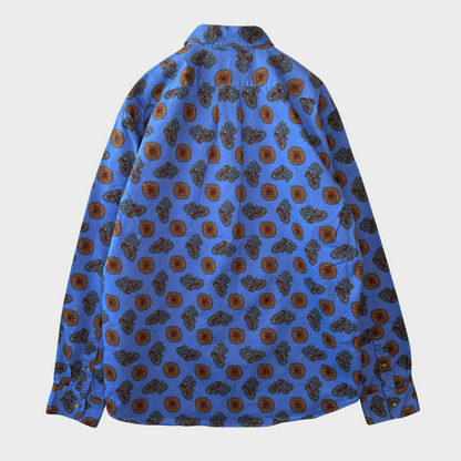 00's J.CREW ポケット ペイズリーシャツ 群青色 (L)/A7915S-SO