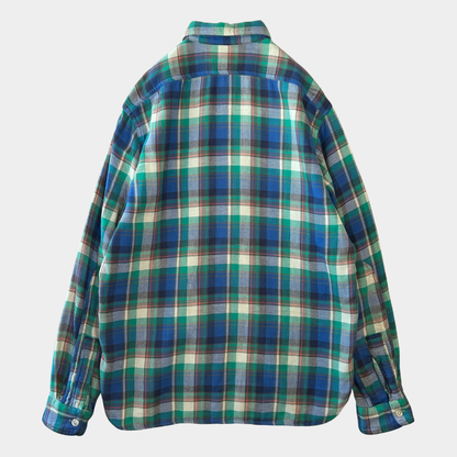 00's Polo ラルフローレン ツイルマドラスチェックシャツ 青緑白(L)/B3065SH-SO