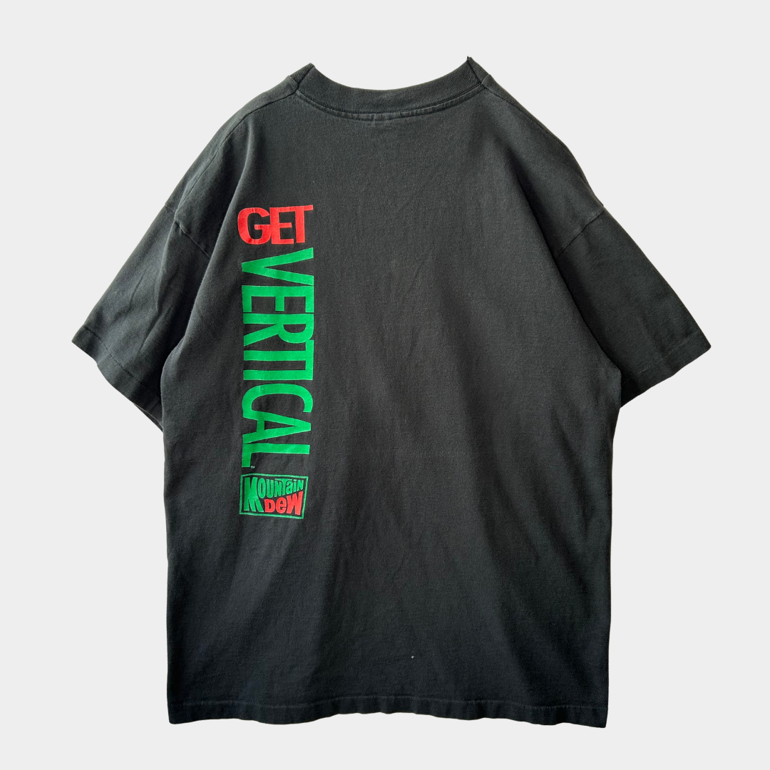 90's Mountain Dew"GET VERTICAL"アドバタイジングTシャツ 企業T マウンテンデュー 黒(XL)/A7072T-SO