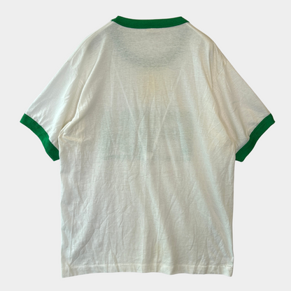 80's Screenstars FBI リンガーTシャツ 白緑(L)/B2744T-SO