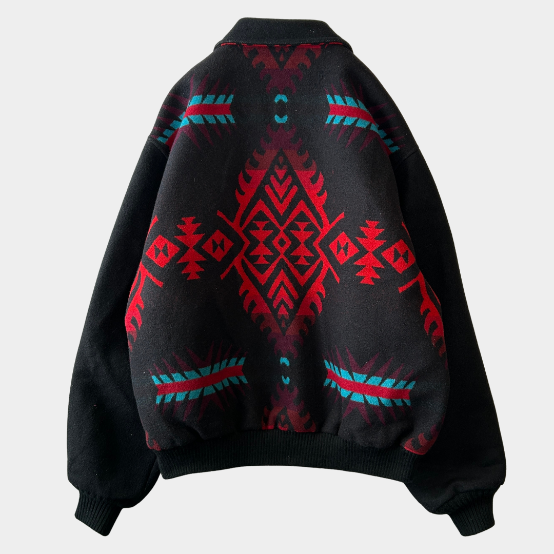 90's Pendleton ペンドルトン　High Grade Western Wear ネイティブ柄ウールジャケット 黒赤/A5569J-SO