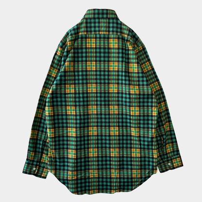70's J.C.Penney モンゴメリーワード プリントネルシャツ グリーン ミントコンディション (M)/C1017SH-SO