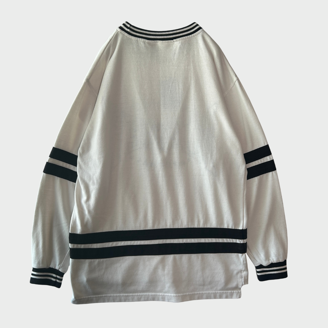 90's Mickey＆Co ミッキー ボーダースウェット 白黒 (M)/B4088S-SO