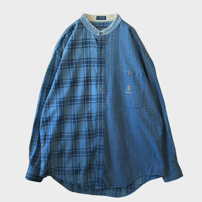 80's Chaps Ralph Lauren チャップスラルフローレン ノーカラーシャツ (XL)/B3446SH-SO