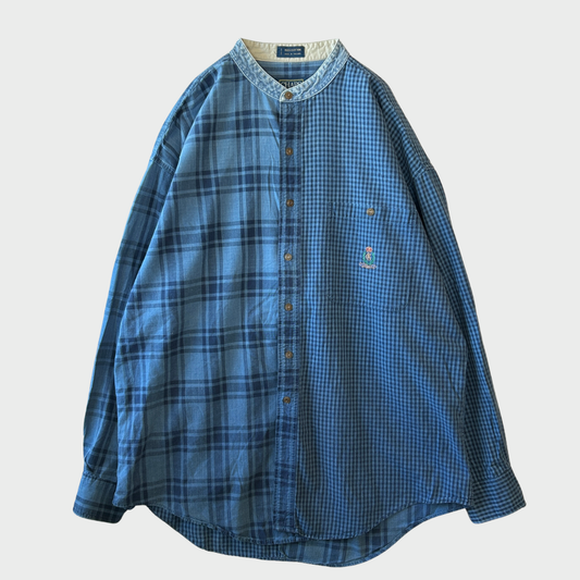 80's Chaps Ralph Lauren チャップスラルフローレン ノーカラーシャツ (XL)/B3446SH-SO