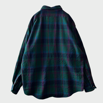 80's Pendleton ペンドルトン ウールシャツ 緑紺赤(XL)/C1502S-SO
