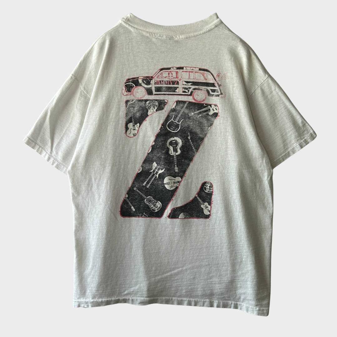 80's Jimmy's ウッディワゴン＆ギター プリントTシャツ 白(XL)/B3052T-SO