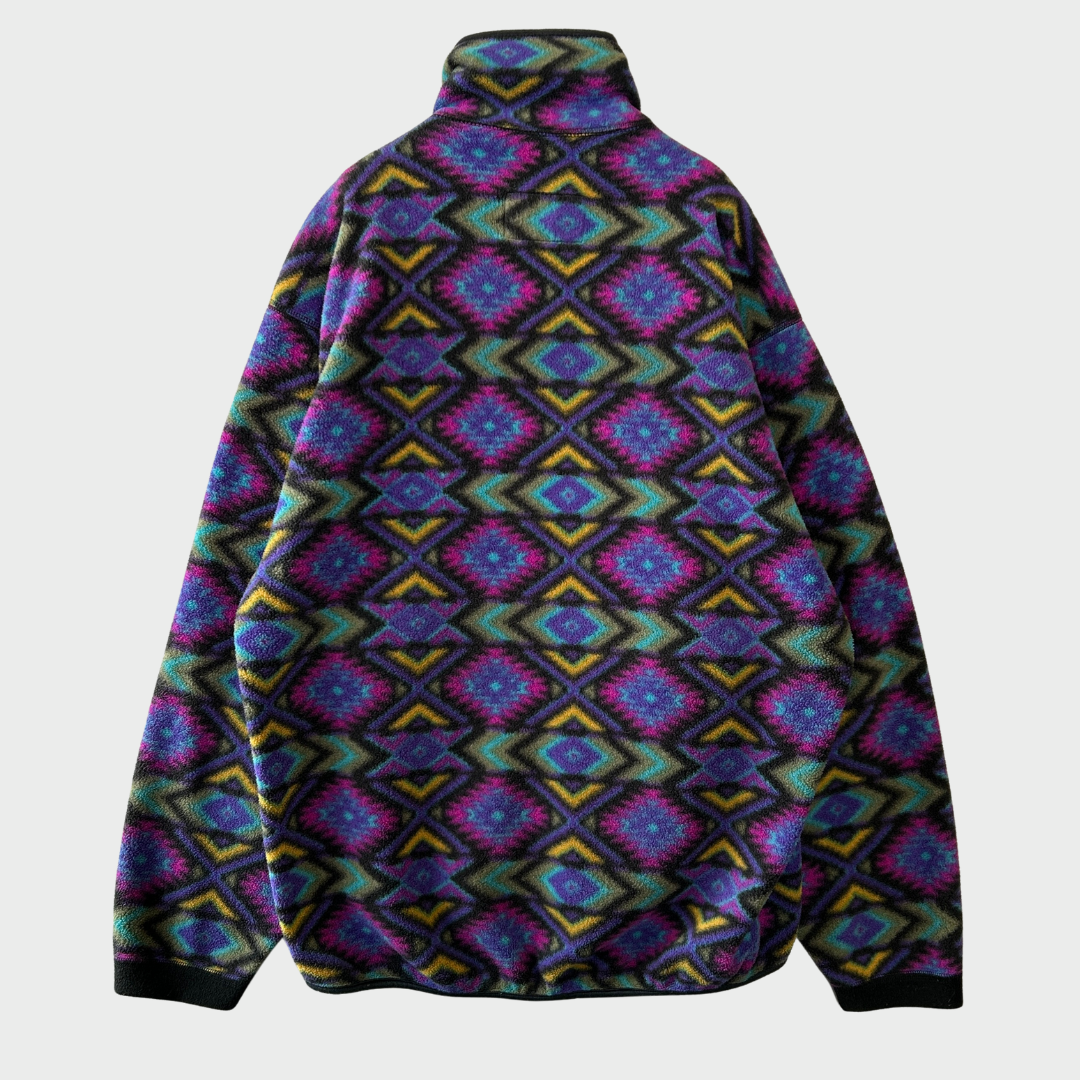 00's REI ハーフジップジャケット フリース ネイティブ 黒紫青桃 (サイズ不明)/AA8897F-SO