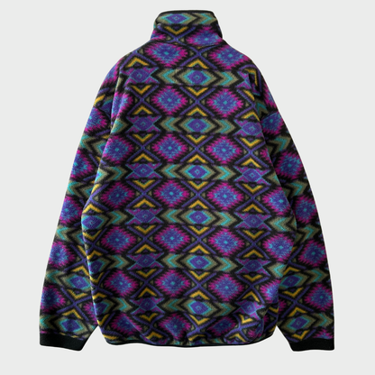 00's REI ハーフジップジャケット フリース ネイティブ 黒紫青桃 (サイズ不明)/AA8897F-SO