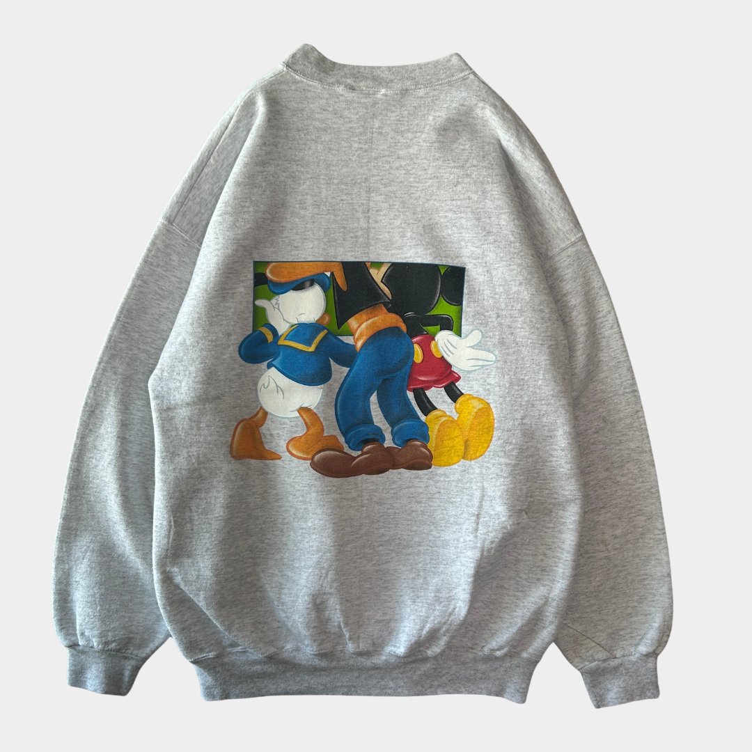 90's ~ The Disney catalog ミッキー＆グーフィ＆ドナルド ディズニースウェット 白 (L)/C1425S-SO