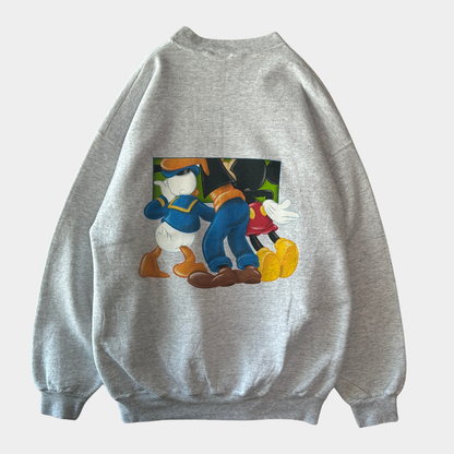 90's ~ The Disney catalog ミッキー＆グーフィ＆ドナルド ディズニースウェット 白 (L)/C1425S-SO