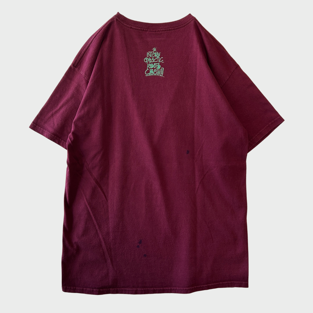 00's Stussy ステューシー Interglactic Roots Crew 宇宙飛行士Tシャツ バーガンディ (L)/B2089T-SO