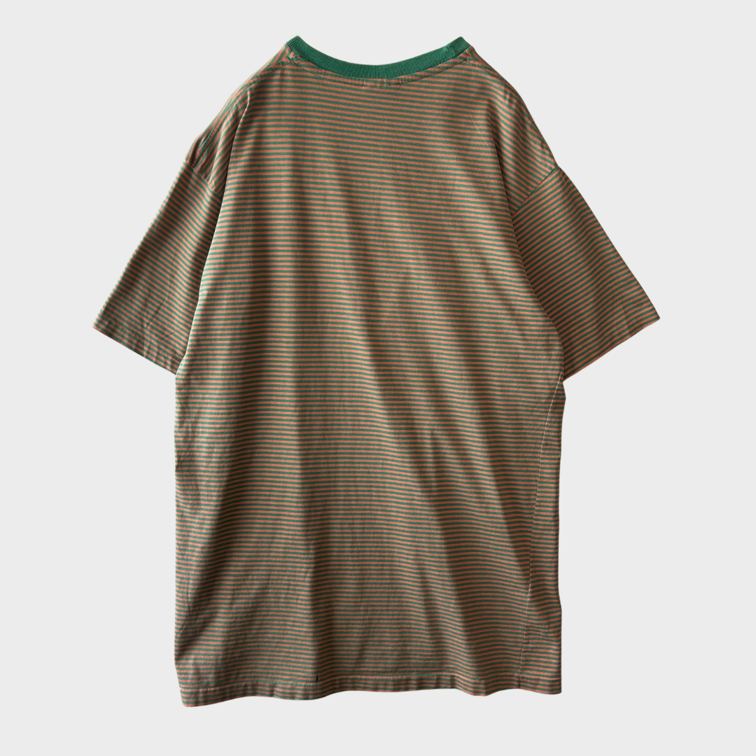 90's Ralph Lauren ラルフローレン ボーダーTシャツ 緑オレンジ (M) B2814T-SO