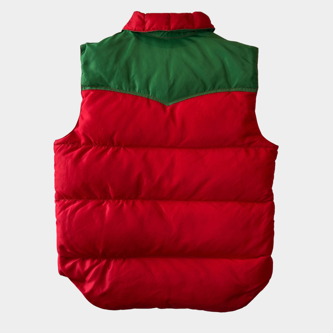70's Powderhorn Mountaineering パウダーホーン ダウンベスト レッド/グリーン(M)/C1693V-SO