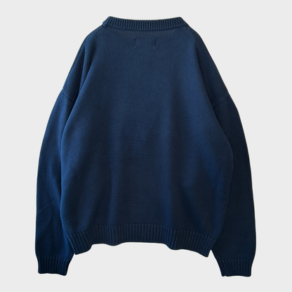 90's Eddie Bauer コットンニット 紺 (XL)/A8380K-SO