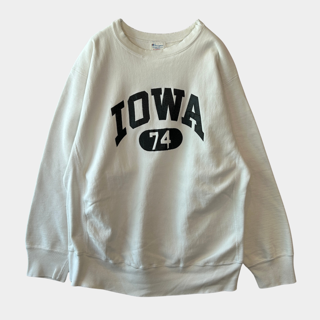 80's Champion Reverse Weave リバースウィーブ IOWA 白(XL)/A5447R-SO