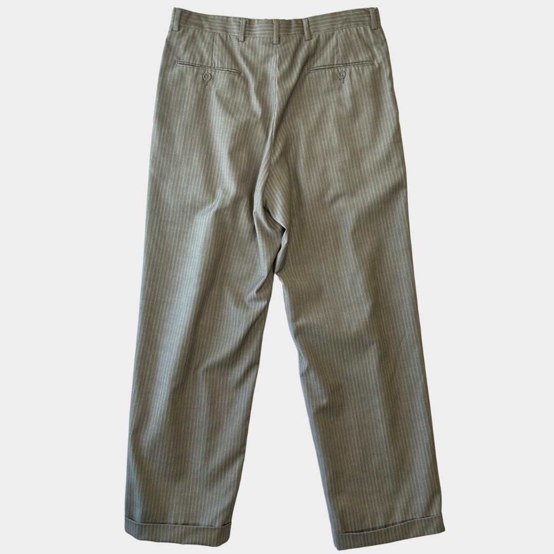 Hart Schaffner Marx ハート・シャフナー・マルクス ２タック ストライプスラックス グレー/B2424P-SO