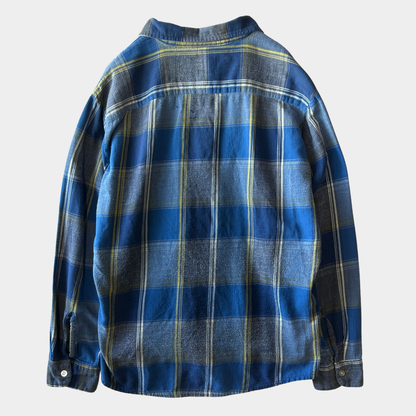 60's ~ BROOKDALE チェック オープンカラー シャツ ブルー イエロー ホワイト (L)/C0236SH-SO